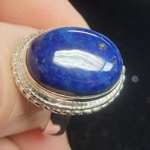 Genuine lapis Lazuli sterling silver ring